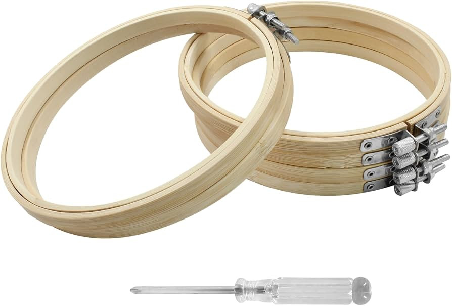 Biaungdo 6 Pieces 6 Inch Embroidery Hoops, Round Wood Embroidery Hoops, Adjustable Bamboo Circle ... | Amazon (US)