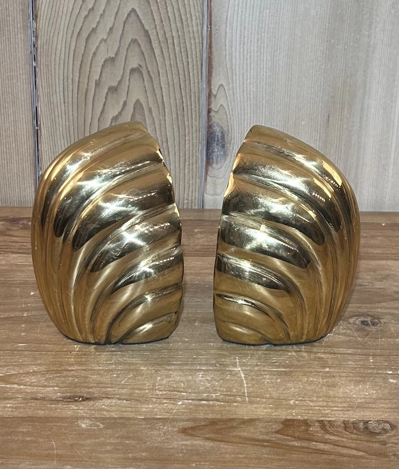 VTG Scalloped Brass Bookends Waterfall Rainbow Heavy MCM Hollywood Regency  | eBay | eBay US