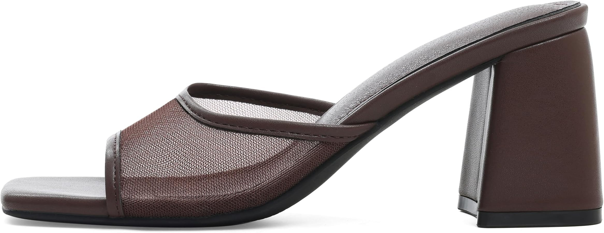 Mattiventon Heeled Sandals for Women Slide Sandals Square Open Toe Mules Chunky Heels Slip On Sum... | Amazon (US)