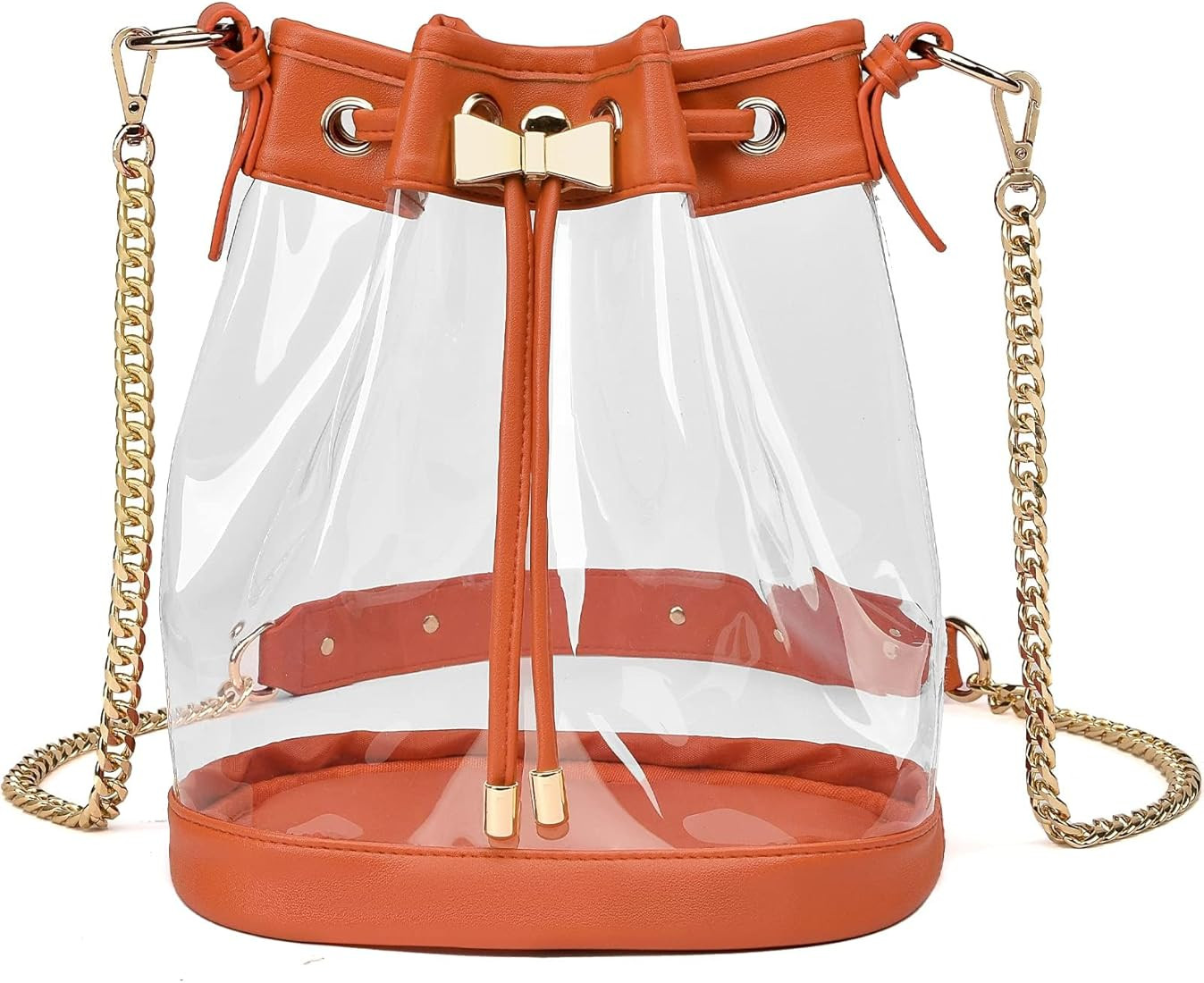 KUI WAN Clear Purses for Women Stadium Approved Clear Bag Drawstring Clear Crossbody Purse Bag Casua | Amazon (US)