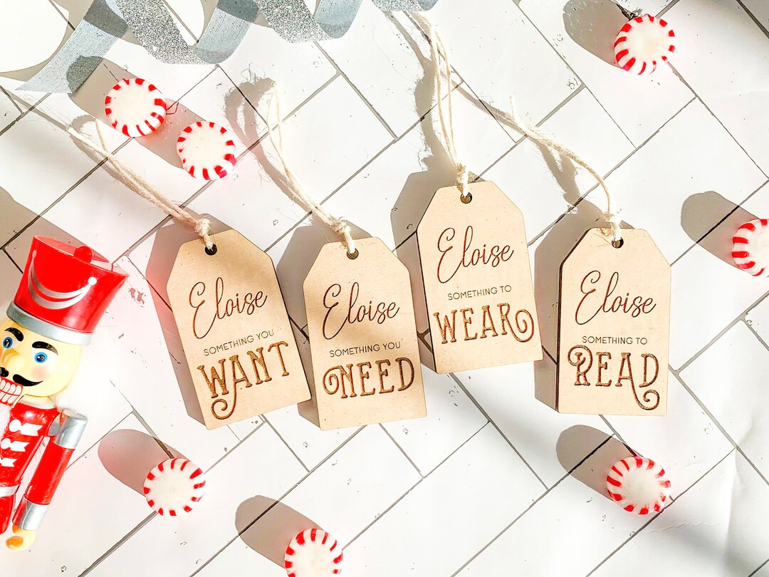 Want Need Wear Read Personalized Christmas Gift Tags, 4 Gift Rule Name Tags, Something Gift Tags,... | Etsy (US)