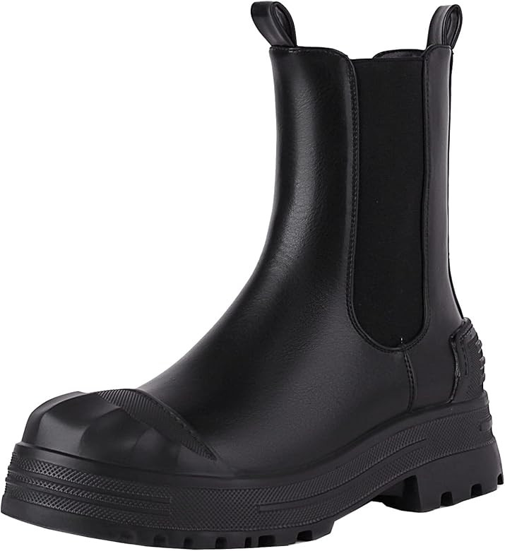 vivianly Womens Chelsea Boots Platform Chunky Heel Mid Calf Round Toe Ankle Booties | Amazon (US)