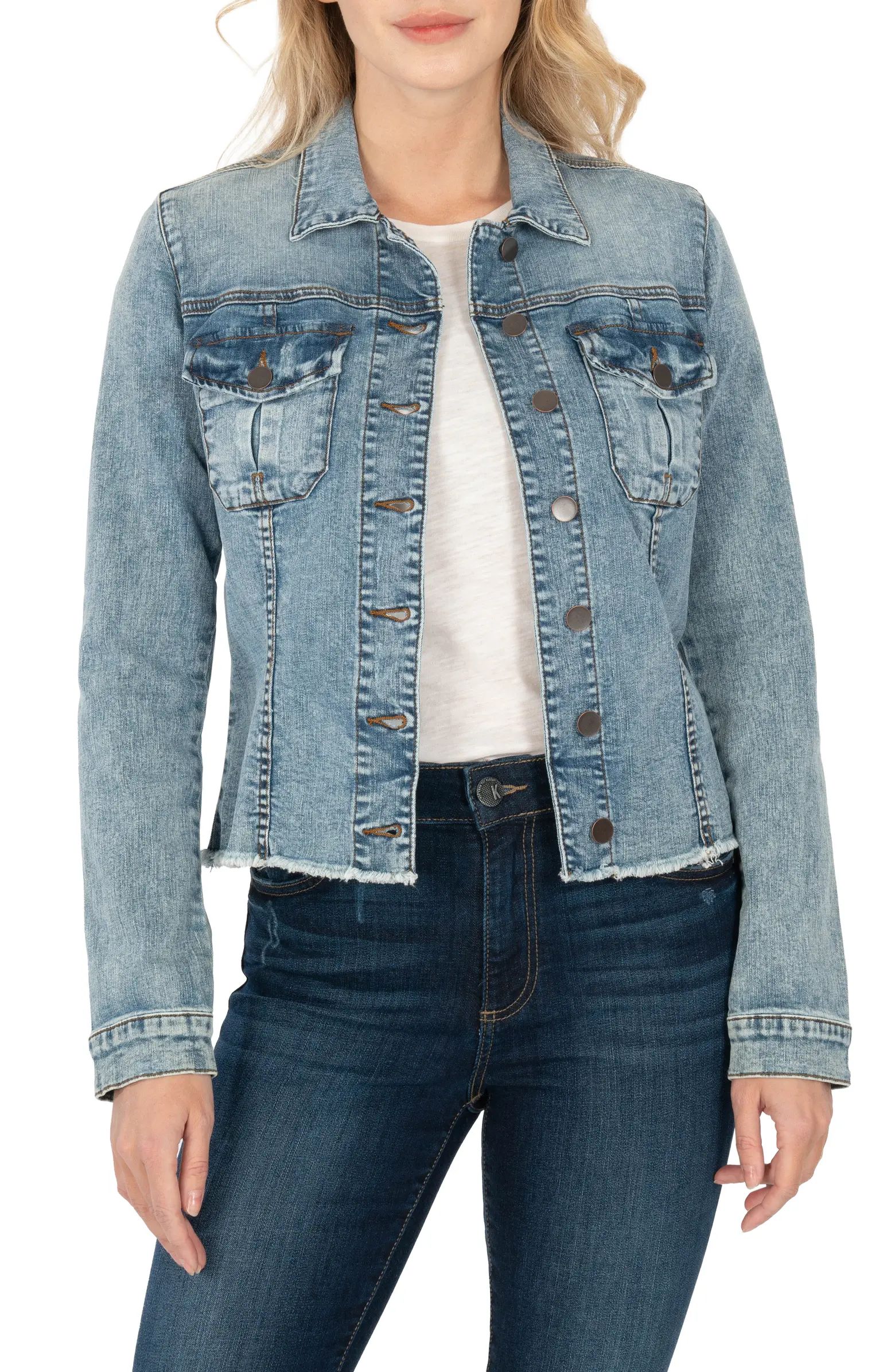 KUT from the Kloth Kara Frayed Denim Trucker Jacket | Nordstrom | Nordstrom