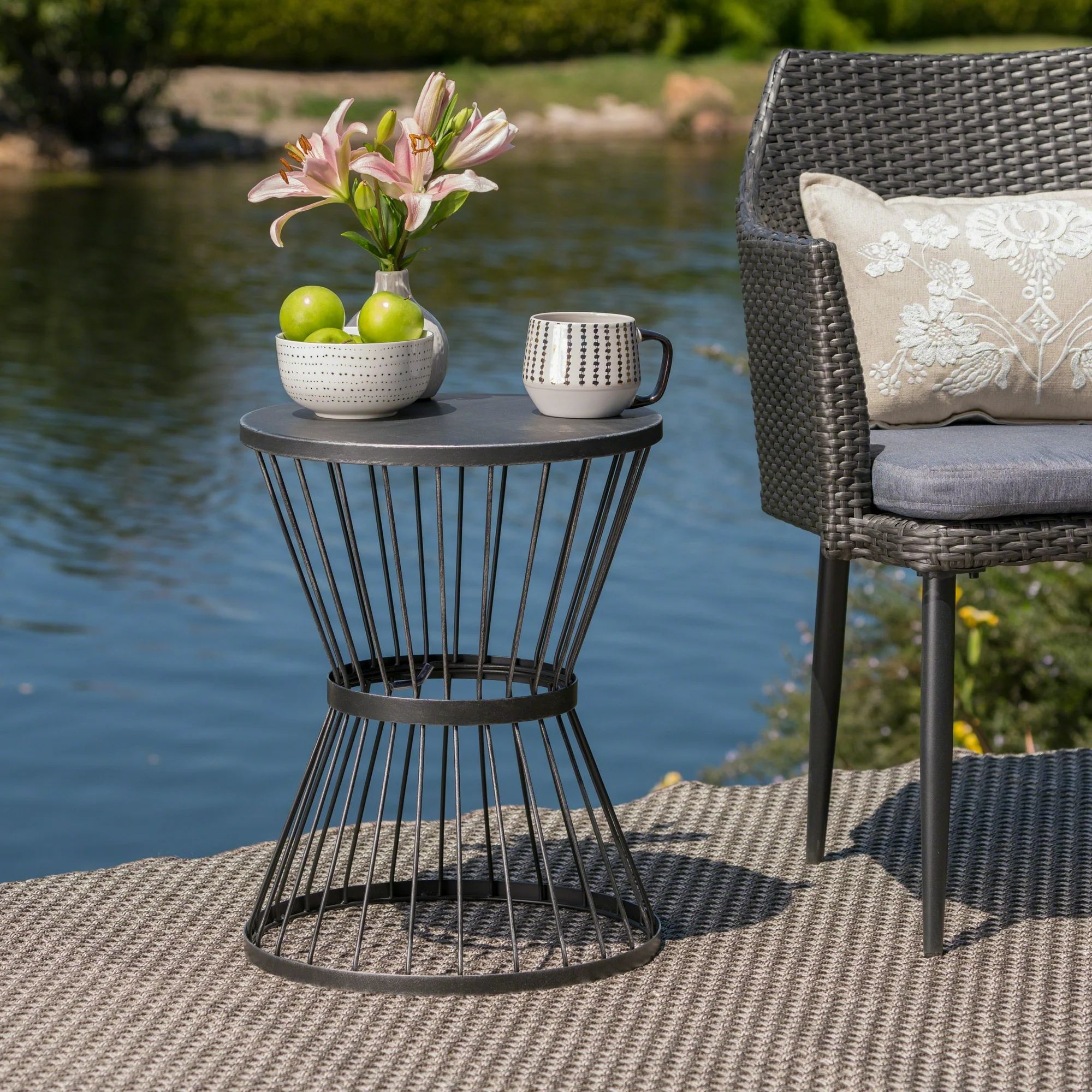 Anthony Outdoor 16 Inch Iron Side Table, Matte Gold - Walmart.com | Walmart (US)