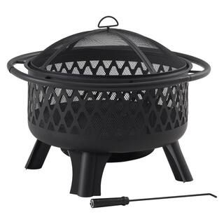 Hampton Bay Piedmont 30 in. Steel Fire Pit in Black with Poker OFW992RA | The Home Depot