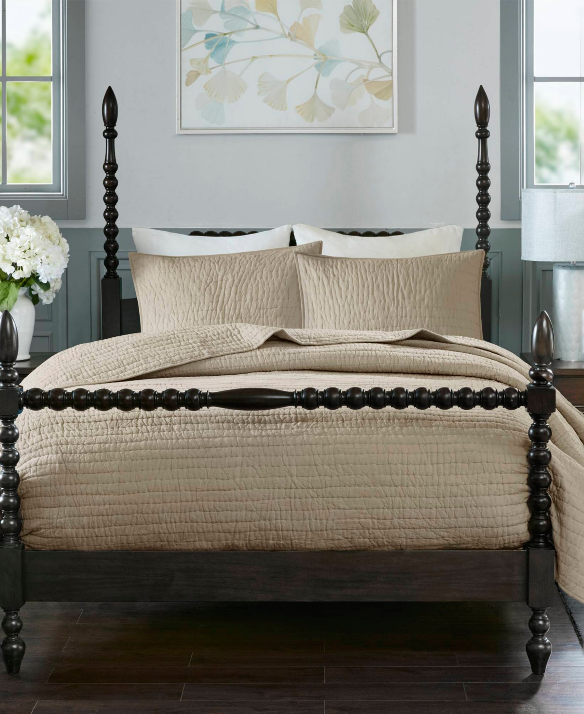Madison Park Signature Serene Hand Quilted 3-Pc. Quilt Set, Full/Queen - Linen | Macy's