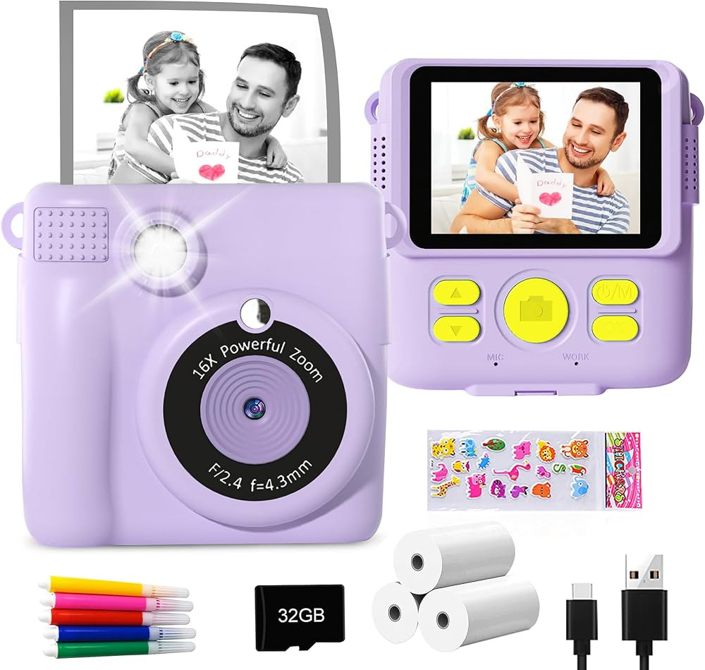GKTZ Instant Print Camera for Kids - 1080P HD Instant Print Photo - Christmas Birthday Gifts for ... | Amazon (US)