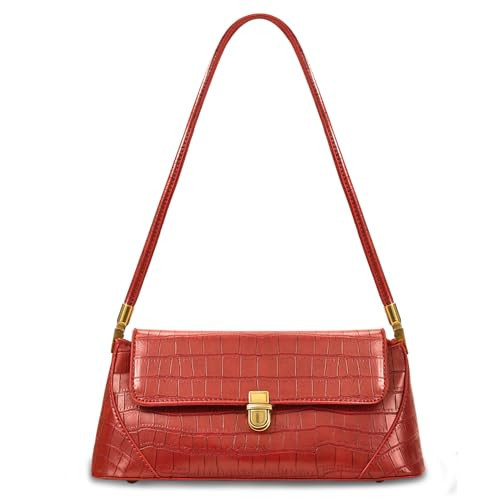 cuiab Small Shoulder Bag for Women, Dressy Cute Hobo Handbags for Womens, Women's Trendy Leather Evening Clutch Purse (Crocodile & Brown) | Amazon (US)