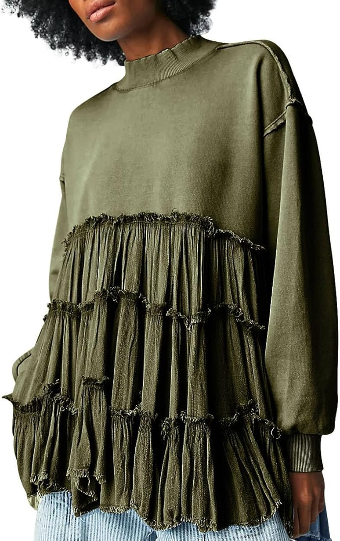 Free People Dupes We The Free Pixie Sweatshirt Oversized Sweatshirt Dress Long Sleeve Crewneck Pu... | Amazon (US)