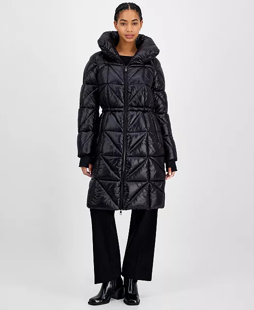 Women's Quilted Thumbhole-Cuff Puffer Coat | Macy's