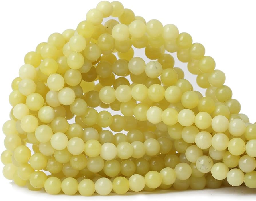 60PCS 6mm Natural Yellow Lemon Jade Gemstone Round Loose Beads for Jewelry Making DIY Findings 1 ... | Amazon (US)