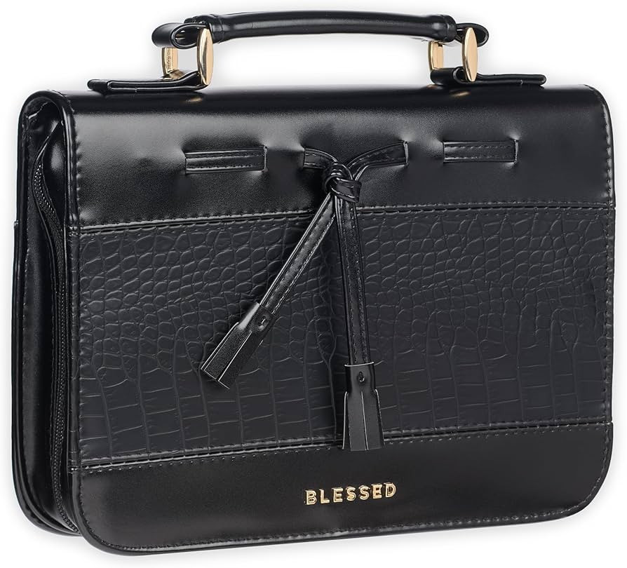 Christian Art Gifts Women's Black Vegan Leather Croc Style Bible Cover with Tassels: Blessed - In... | Amazon (US)