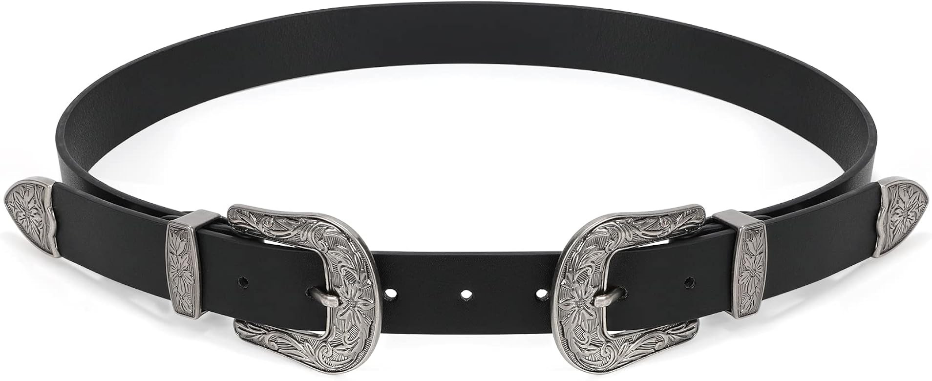 XZQTIVE Women Leather Belt Ladies Vintage Western Belt Retro Cowgirl Leather Belt Black Waist Bel... | Amazon (US)