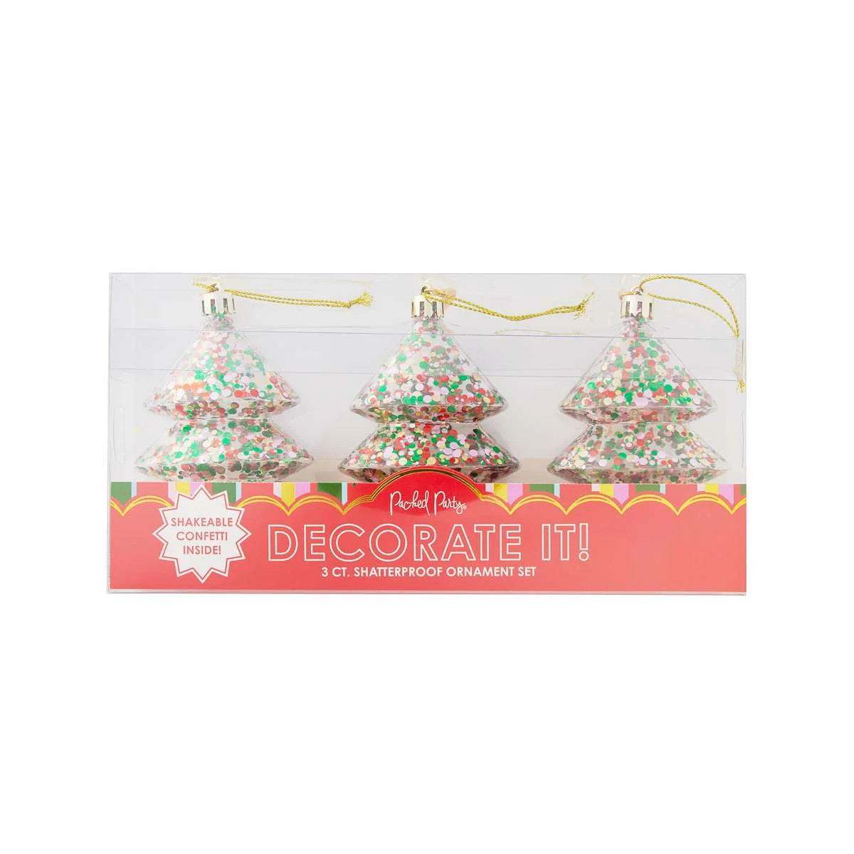 Packed Party Multi-color Confetti 4" Christmas Tree Ornaments,3 Counts | Walmart (US)
