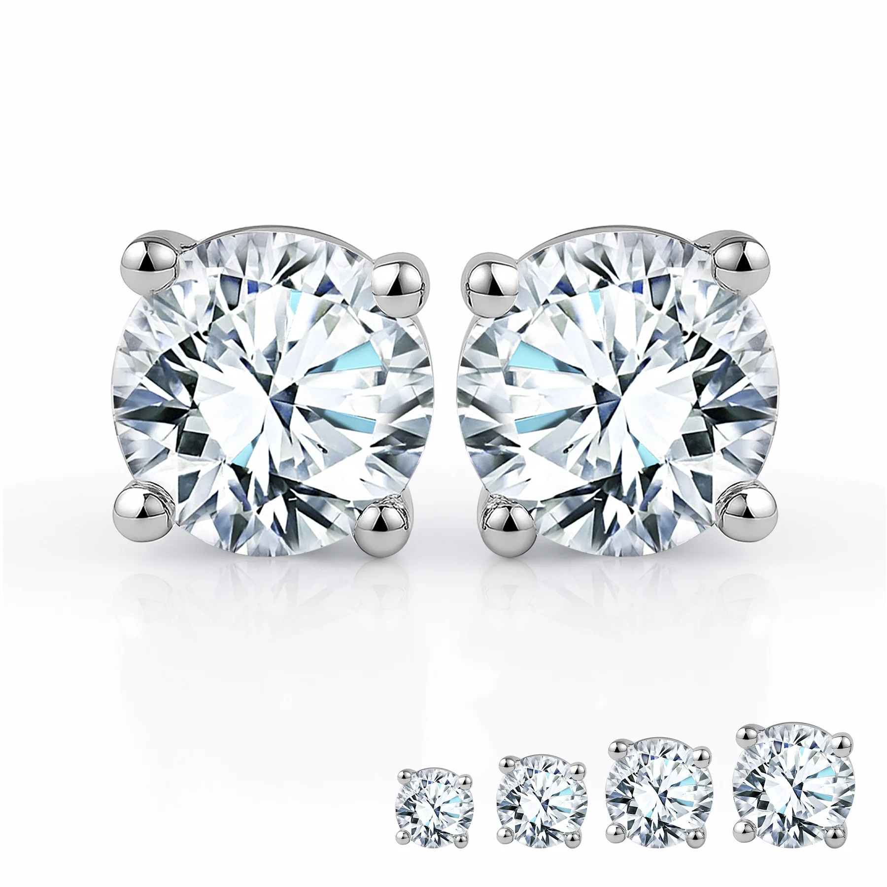 JeenMata Lab Grown Diamond Earrings 0.50 Carat Round Cut 18K White Gold Plated Solitaire Studs fo... | Walmart (US)