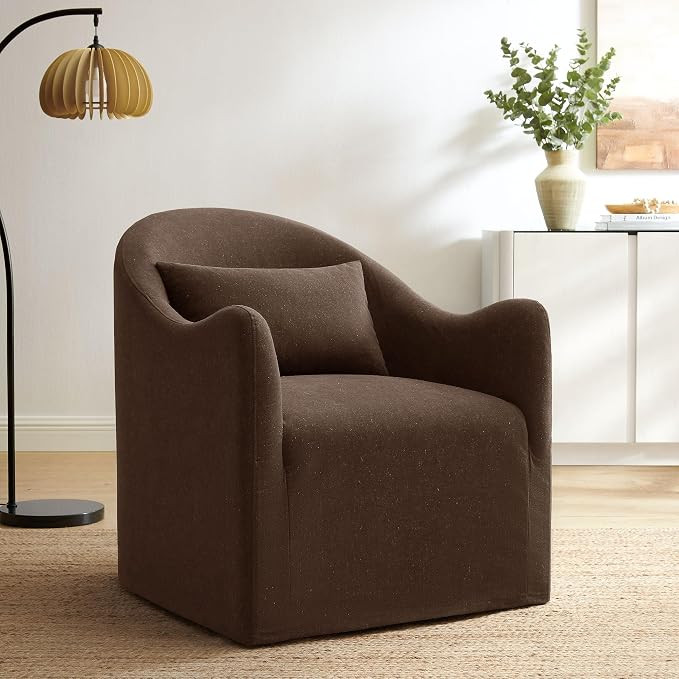 Modway Bardot Slipcovered Accent Chair in Cocoa – Curved Back Upholstered Living Room Chair wit... | Amazon (US)