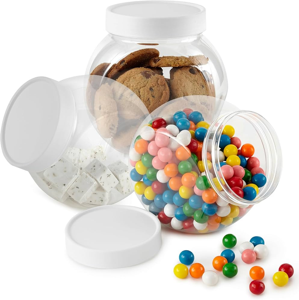 Stock Your Home (3 Pack 48oz Plastic Candy Jars with Lids for Candy Buffet, Clear Candy Container... | Amazon (US)