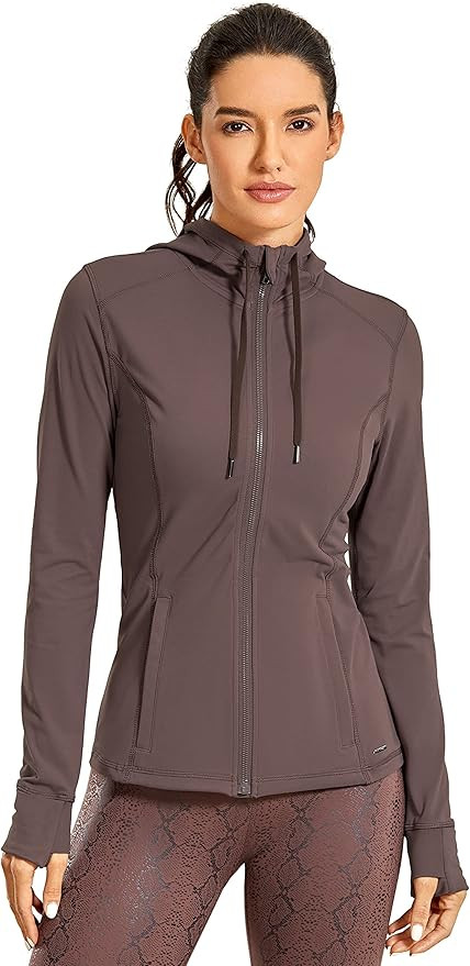 CRZ YOGA Women's Brushed Full Zip Hoodie Jacket Sportswear Hooded Workout Track Running Jacket wi... | Amazon (US)