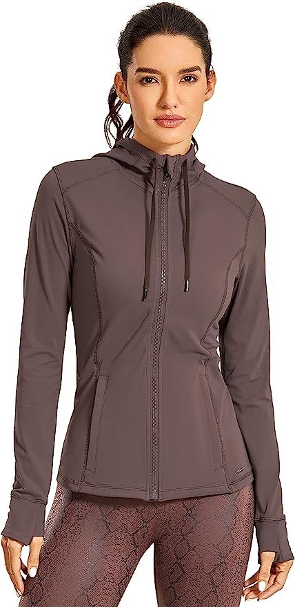 CRZ YOGA Women's Brushed Full Zip Hoodie Jacket Sportswear Hooded Workout Track Running Jacket wi... | Amazon (US)