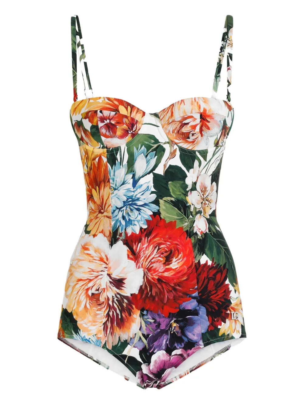 Dolce & Gabbana floral-print swimsuit - Red | Farfetch Global
