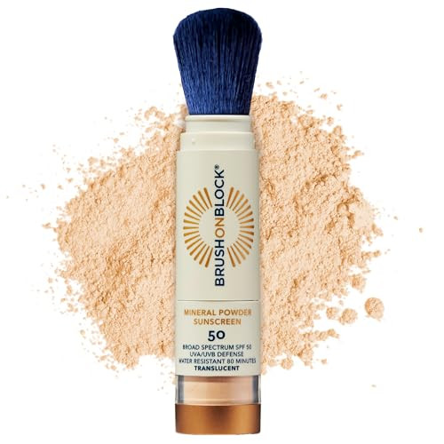 Brush On Block SPF 50 Mineral Powder Sunscreen, Translucent, Broad Spectrum, Water Resistant Face Protection, For All Skin Tones & Types, Reef Friendly, Mfg in USA | Amazon (US)