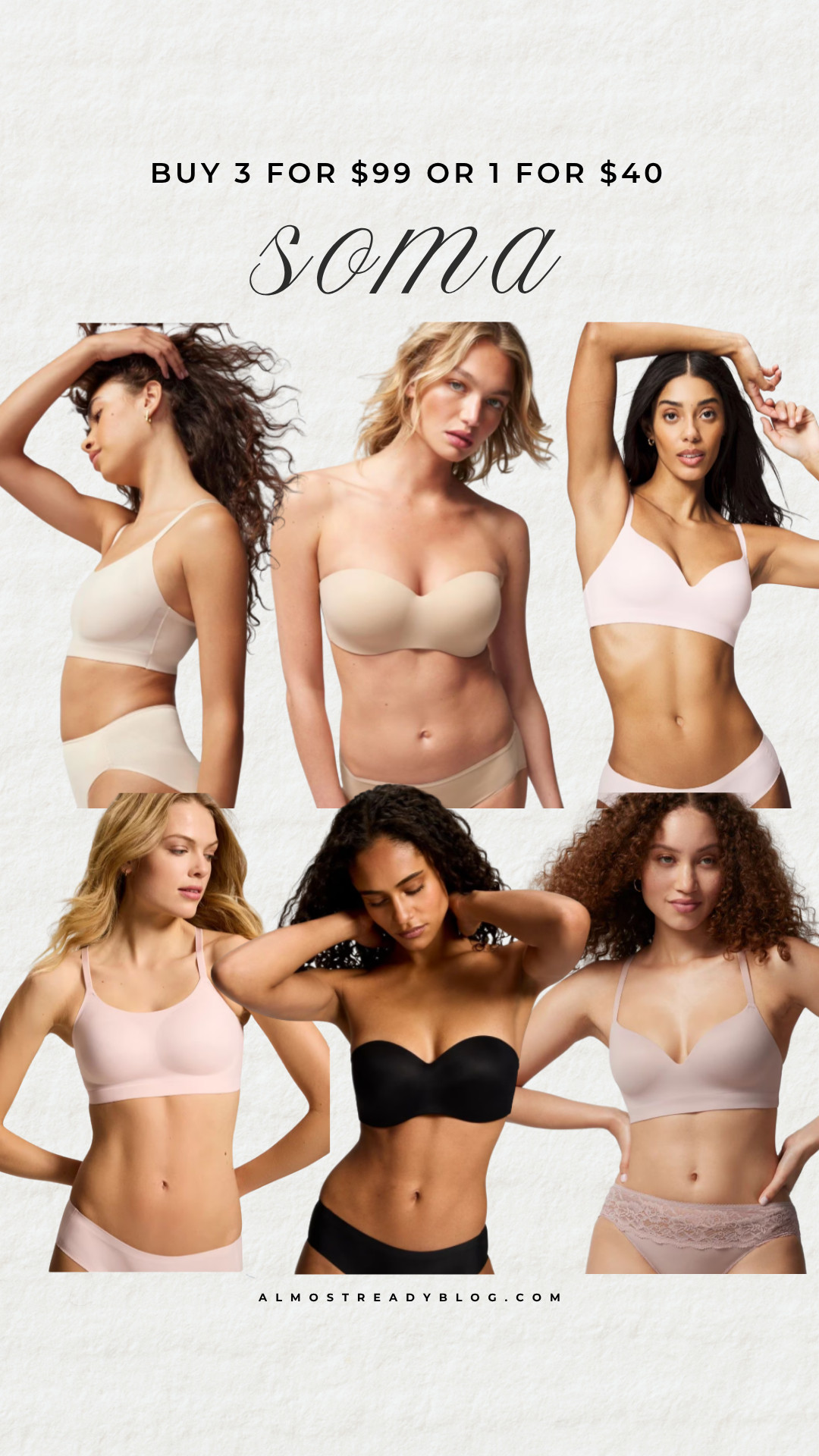 Soma 3 for $99 or 1 for $40, wireless bra, straples bra, comfy bras, soma sale, amanda west, almostreadyblog 

 

#LTKSaleAlert
