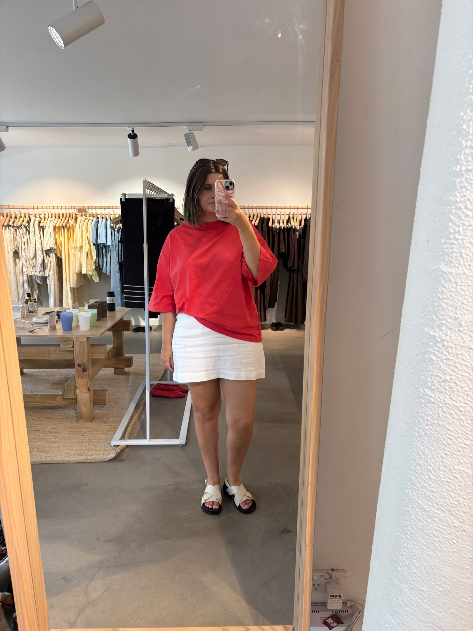 Postpartum outfit diaries. 

Skirt is old season assembly label. I’ve seen it on Depop though or the Vrg Grl one looks super similar  