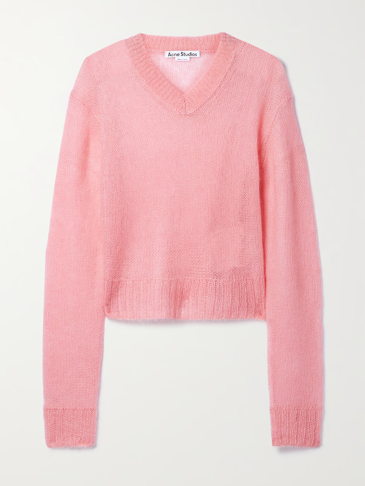 Acne Studios - Cropped Open-knit Mohair-blend Sweater - Baby pink - xx small | NET-A-PORTER APAC