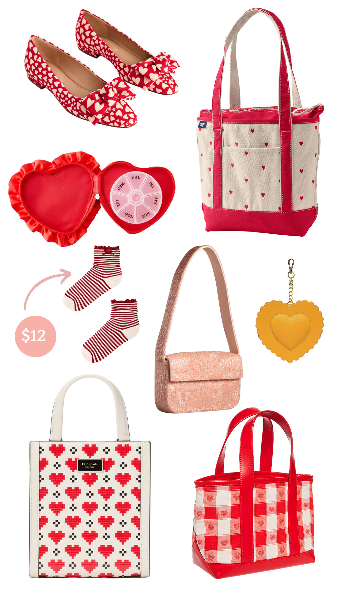 Valentine's Day inspired accessories for women.

Canvas tote, handbag, purse, Kate Spade, red purse, red handbag, striped socks, shoes, heart shoes, heart bag, heart keychain, Valentine's Day outfit, flats 

 #LTKSeasonal #LTKParties #LTKStyleTip