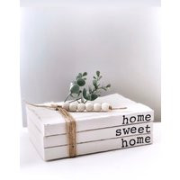 Personalized Name Decor // Vintage Custom Book Books Stacks Farmhouse Hand Stamped Books | Etsy (US)