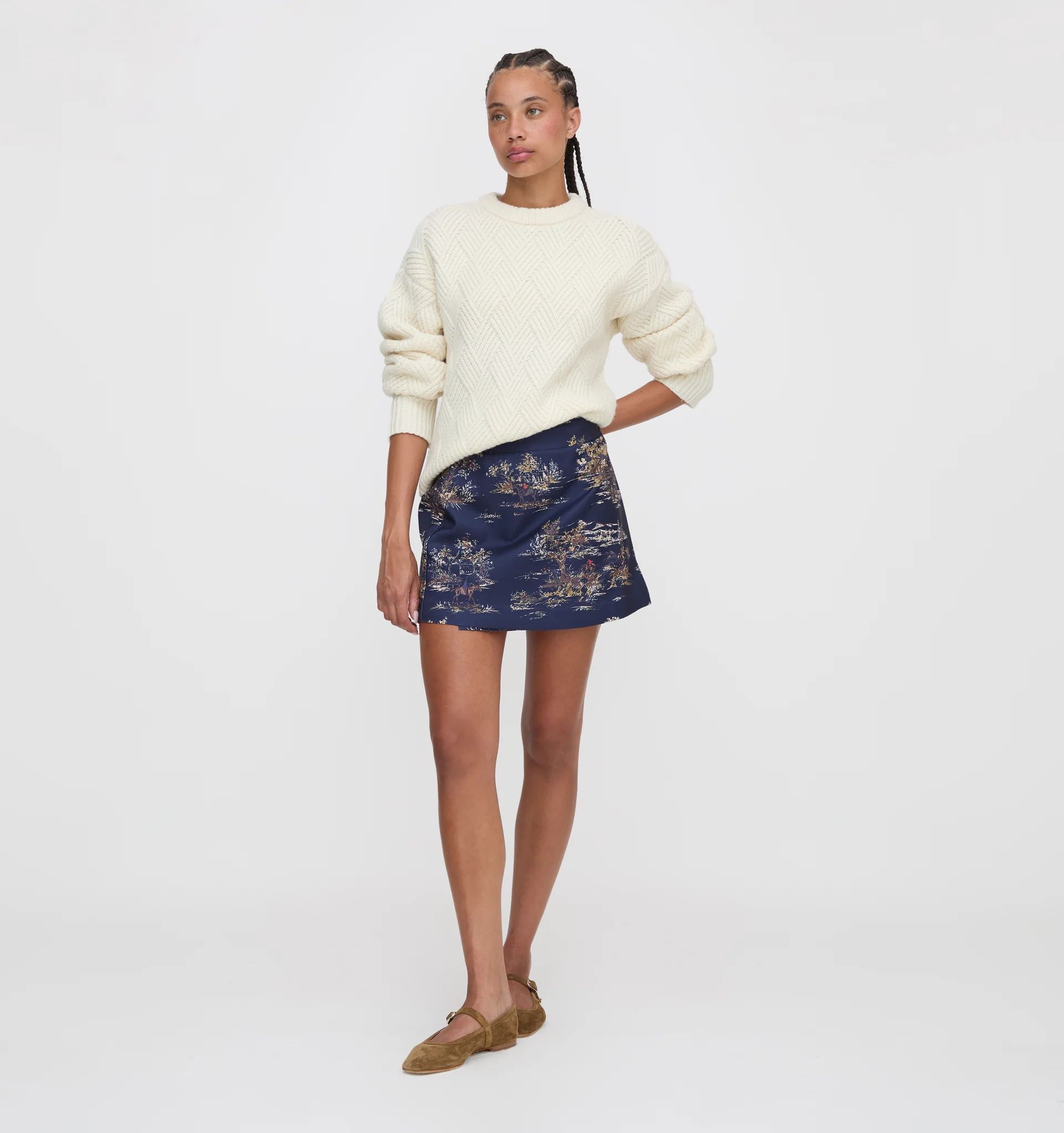 The Tatiana Skirt - Navy Equestrian Toile | Hill House Home