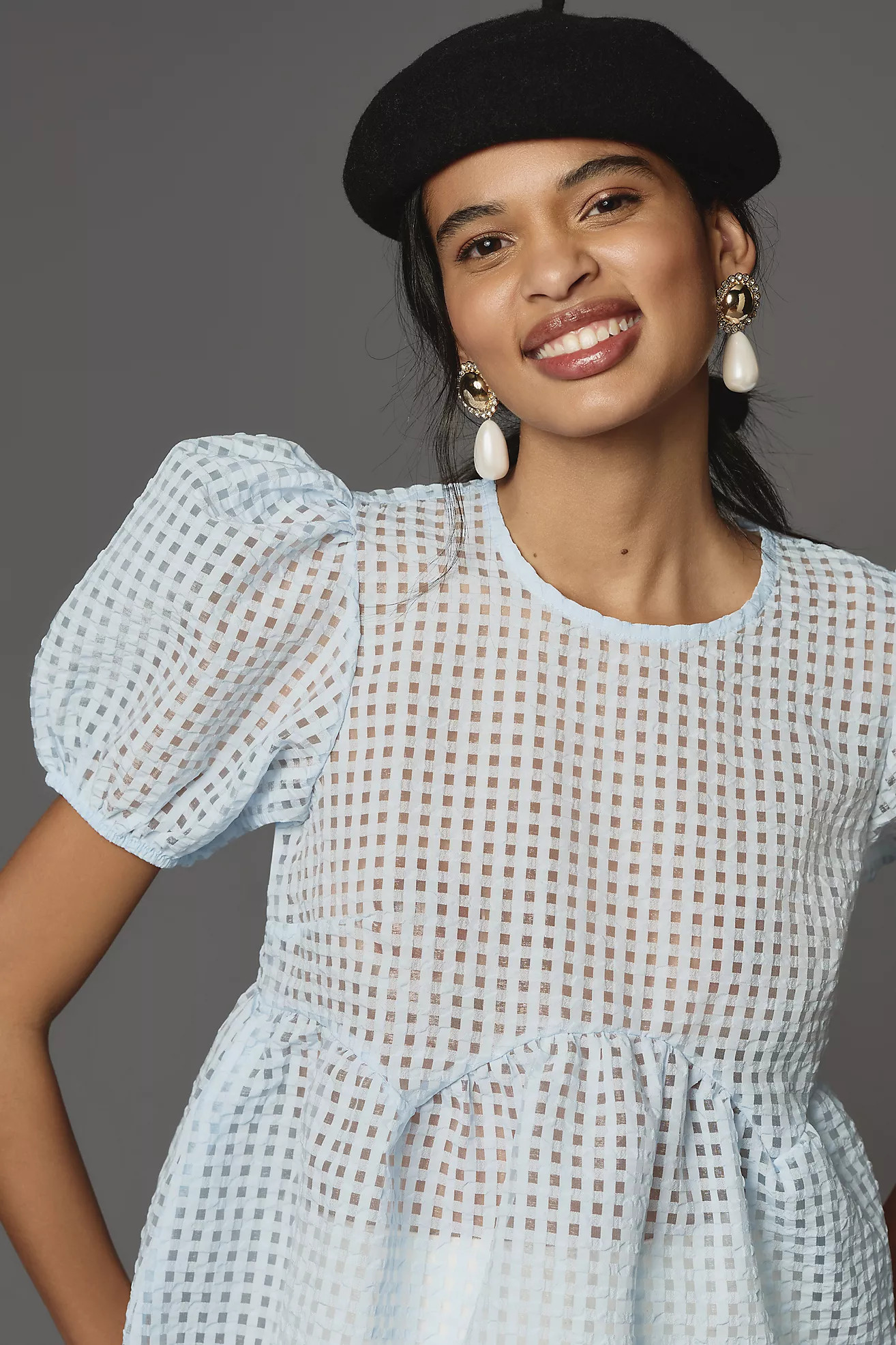 Maeve Short-Sleeve Babydoll Blouse | Anthropologie (US)