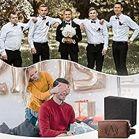 Mens Toiletry Bag Personalized Easter Fathers Day Birthday Gifts for Men Him Initial PU Leather W... | Amazon (US)