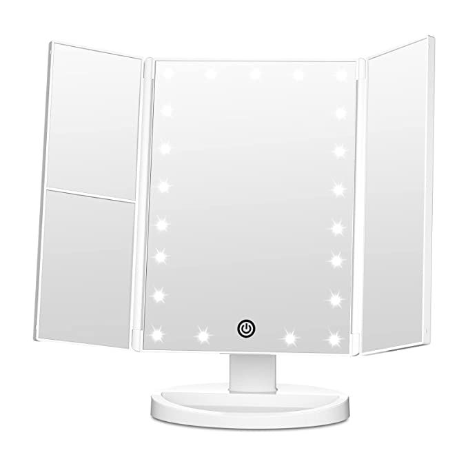FASCINATE Trifold Vanity Mirror with Lights, Lighted Makeup Mirror 2X/3X Magnification, 21 LED To... | Amazon (US)