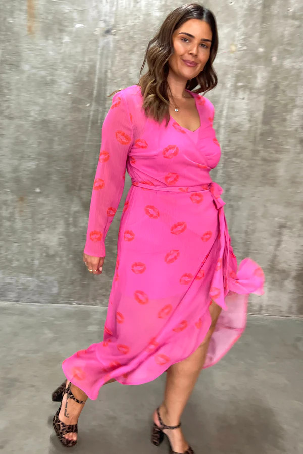 Pink Esi Wrap Dress - Curve | Never Fully Dressed US