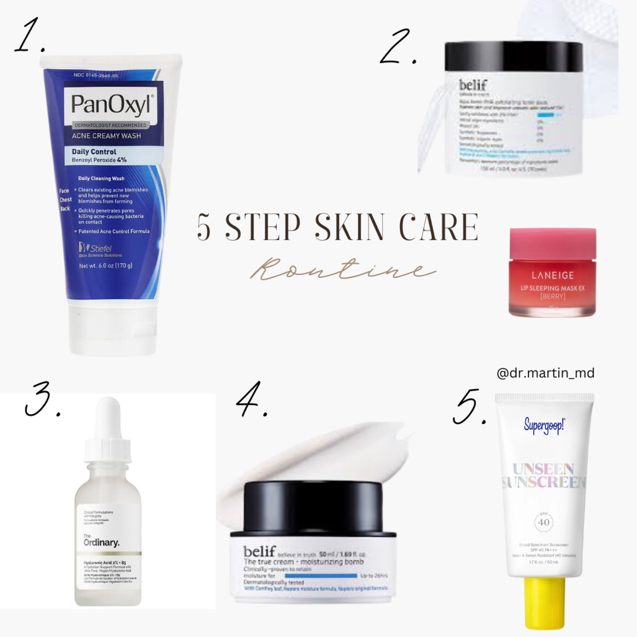 𝐒𝐤𝐢𝐧 𝐂𝐚𝐫𝐞 𝐑𝐨𝐮𝐭𝐢𝐧𝐞:  5 𝐬𝐢𝐦𝐩𝐥𝐞 𝐬𝐭𝐞𝐩𝐬 
 
1. 𝗙𝗮𝗰𝗲 𝗪𝗮𝘀𝗵 (@panoxyl <—- what I use)

#DryCleansing: Without adding water you apply the product to your entire face and massage it in. Once it’s completely dry you wan off using lukewarm water. This is said to be a good technique for #AcneProneSkin 

2. 𝗧𝗼𝗻𝗲𝗿 (@belifusa <—- what I used)

This is important to help remove access dirt and debris from the skin surface. I especially love my toner pads because it also exfoliates. 

3. 𝗙𝗮𝗰𝗶𝗮𝗹 𝗦𝗲𝗿𝘂𝗺(𝘀) ( #Oliology <<— what I used) 

* Glycoclic Acid & Vitamin C: Dark spot corrector 
* Salicylic Acid & Niacinamide : Pore Minimizer 

4. 𝗠𝗼𝘀𝗶𝘁𝘂𝗿𝗶𝘇𝗲𝗿 (𝗳𝗮𝗰𝗲 & 𝗹𝗶𝗽𝘀) ( @belifusa (moisturizing bomb)  @laneige_us (lip sleeping mask) 

5. 𝗦𝘂𝗻𝘀𝗰𝗿𝗲𝗲𝗻 (𝗦𝗣𝗙 30+) (@supergoop unseen sunscreen) 

All items linked in my @shop.ltk profile (bio) 💋

#tonerpads #toner #skincare #skincareroutine #easyskincareroutine #bestskincareroutine #panoxylfacewash #panoxyl #supergoopsunscreen #sunscreen #belif #beliftonerpads 