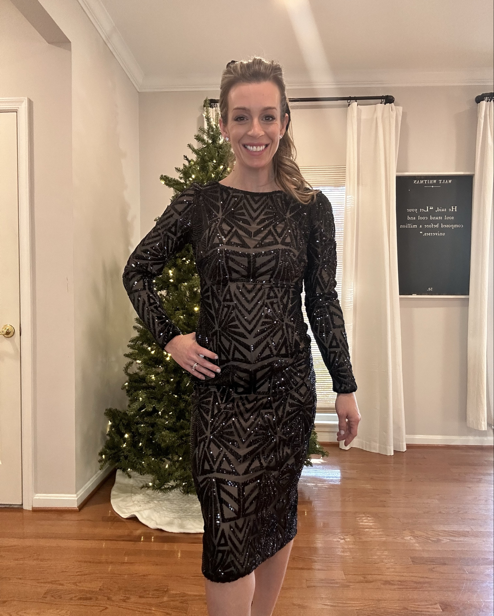 Holiday Dresses!! 

The sparkles on this one are absolutely breathtaking. One of my fav dresses ever worn! Midi length, low back, doesn’t stretch, but true to size! Paired with black heels and a bow. 

Perfect for Christmas Galas, Holiday Parties and all the reasons to sparkle  


#LTKHoliday #LTKParties