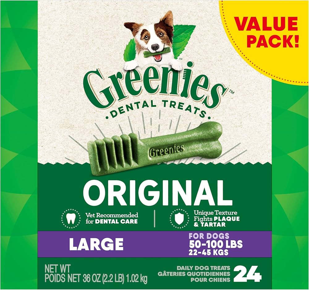 GREENIES Original Large Natural Dog Dental Chews Oral Health Dog Treats, 36 oz. Pack (24 Treats) | Amazon (US)