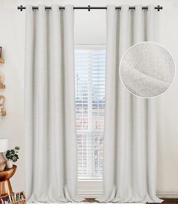 100% Blackout Curtains 96 Inches Long,Linen Blackout Curtains 96 Inch Length 2 Panels Set,Thermal... | Amazon (US)