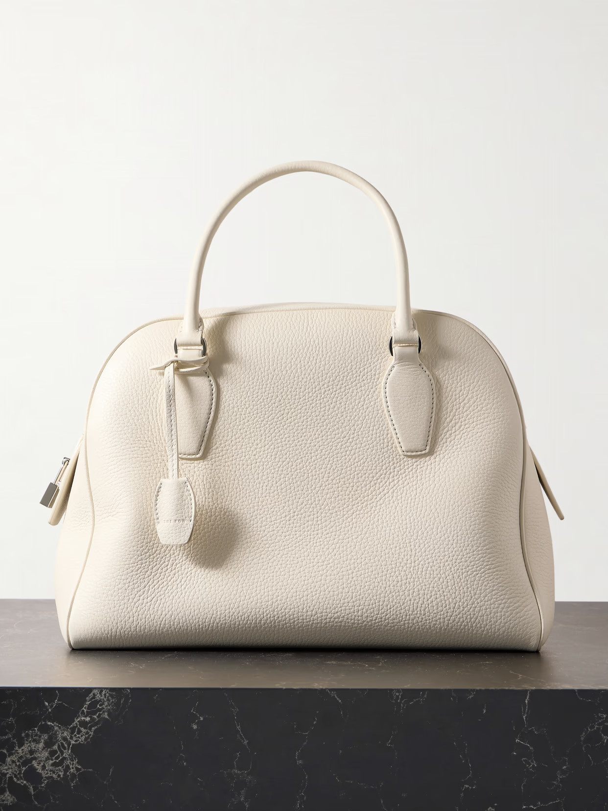 The Row - India Textured-leather Tote - Ivory | NET-A-PORTER (US)