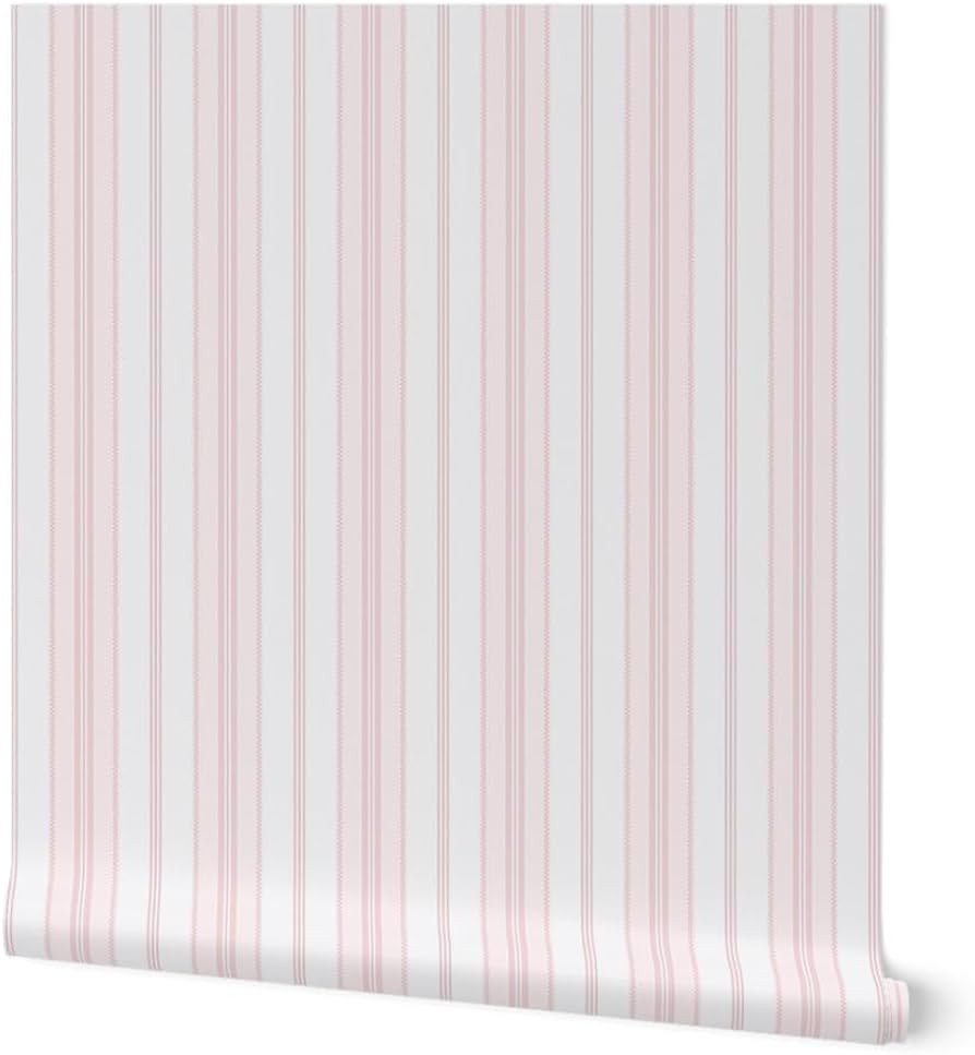 Spoonflower Peel & Stick Wallpaper Swatch - Pink Stripes Boho Chic Granny Blush Pink Retro Stripe... | Amazon (US)