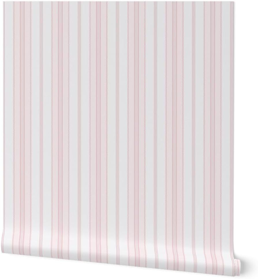 Spoonflower Peel & Stick Wallpaper Swatch - Pink Stripes Boho Chic Granny Blush Pink Retro Stripe... | Amazon (US)