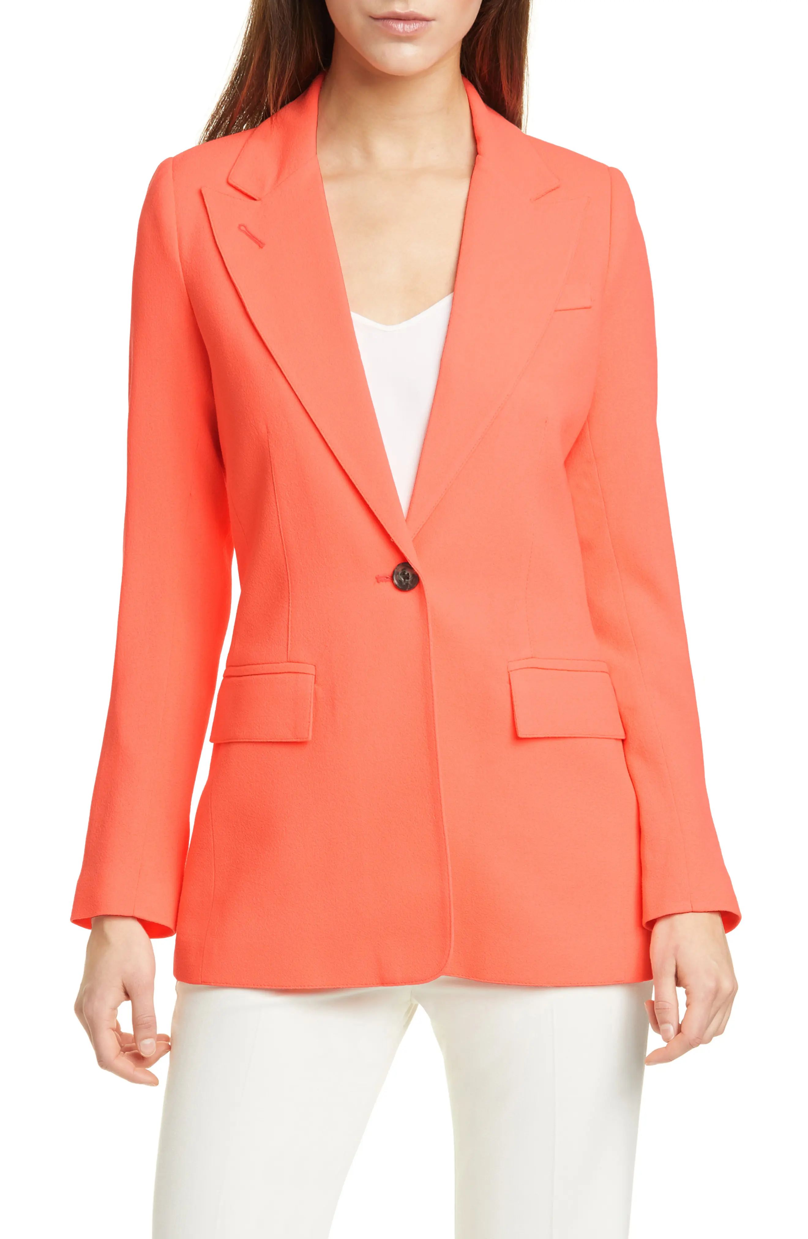 Women's Smythe Wool Crepe Blazer, Size 6 - Orange | Nordstrom