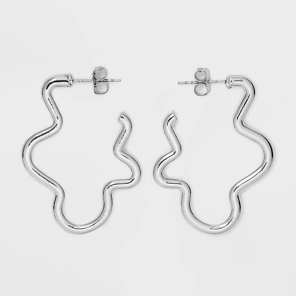 Statement Tubular Squiggle Hoop Earrings - Universal Thread™ Silver | Target