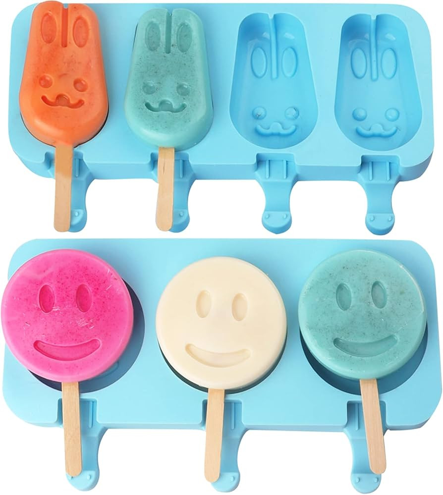 Popsicle Silicone Molds, Homemade Ice Cream 7-Cavity Cartoon Bunny Cake Decorating Fondant Molds ... | Amazon (US)