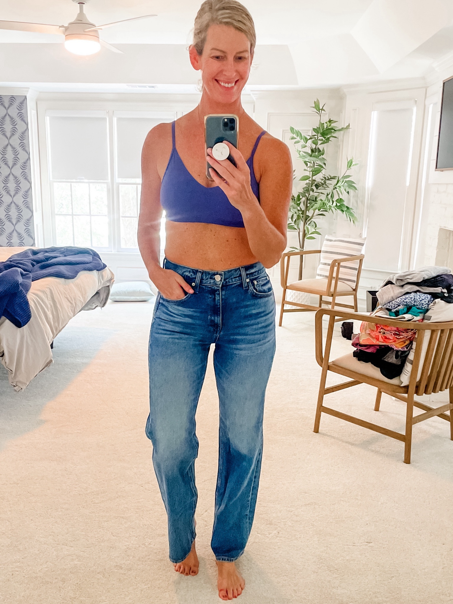 These @ayr jeans are SO good… I have been looking for the perfect straight leg jeans that hit at the right spot at both my waist and ankle..super comfy/ fit TTS and highly recommend
Wash is “Good Mood" 

#LTKstyletip