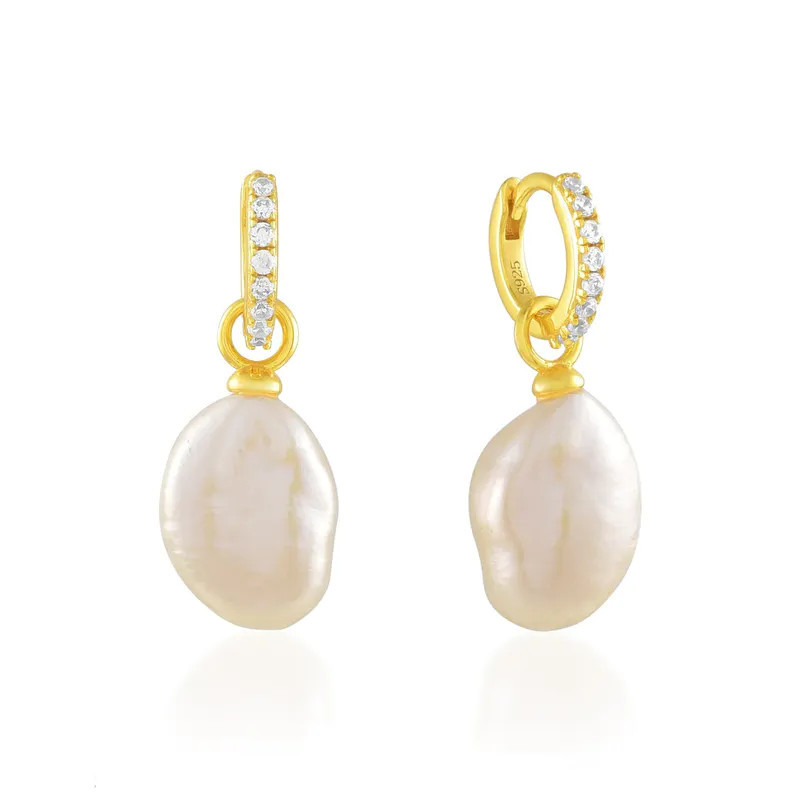 Arvino Baroque Pearl Drop Huggies - Gold Vermeil - Gold | Verishop