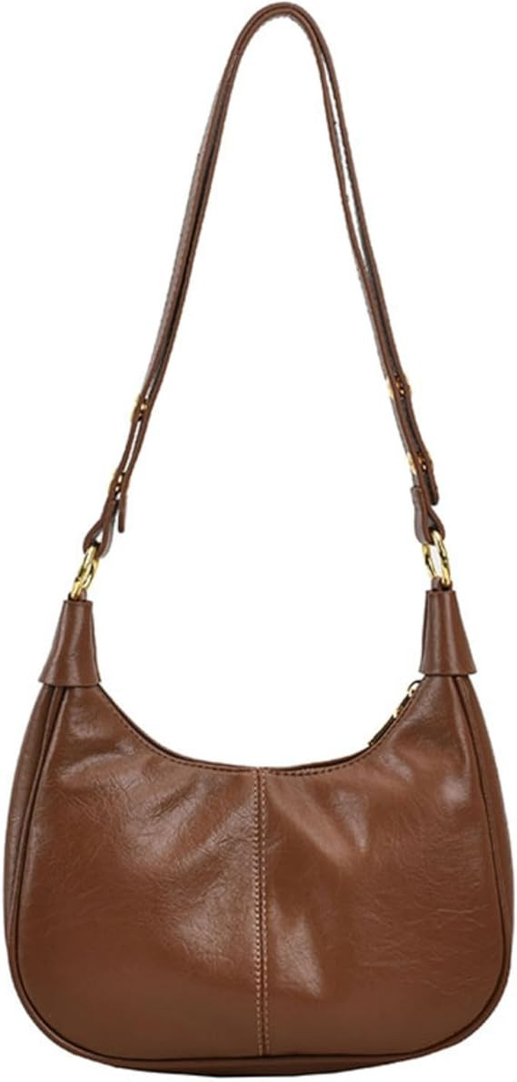 Hobo Bag Shoulder Bag for Women Purse Vegan Leather Retro Handbag with Zipper Pocket and Adjustab... | Amazon (US)