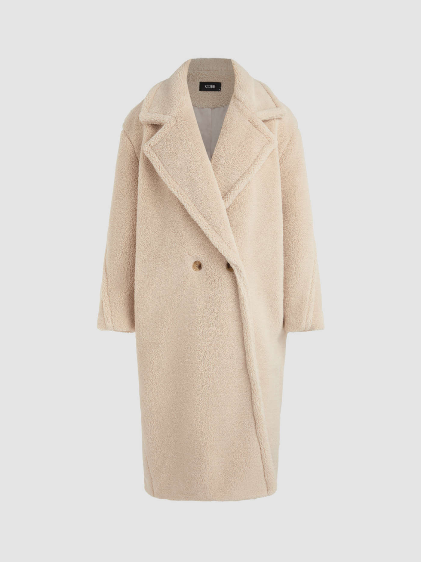 Fleece Double Breasted Coat | Cider