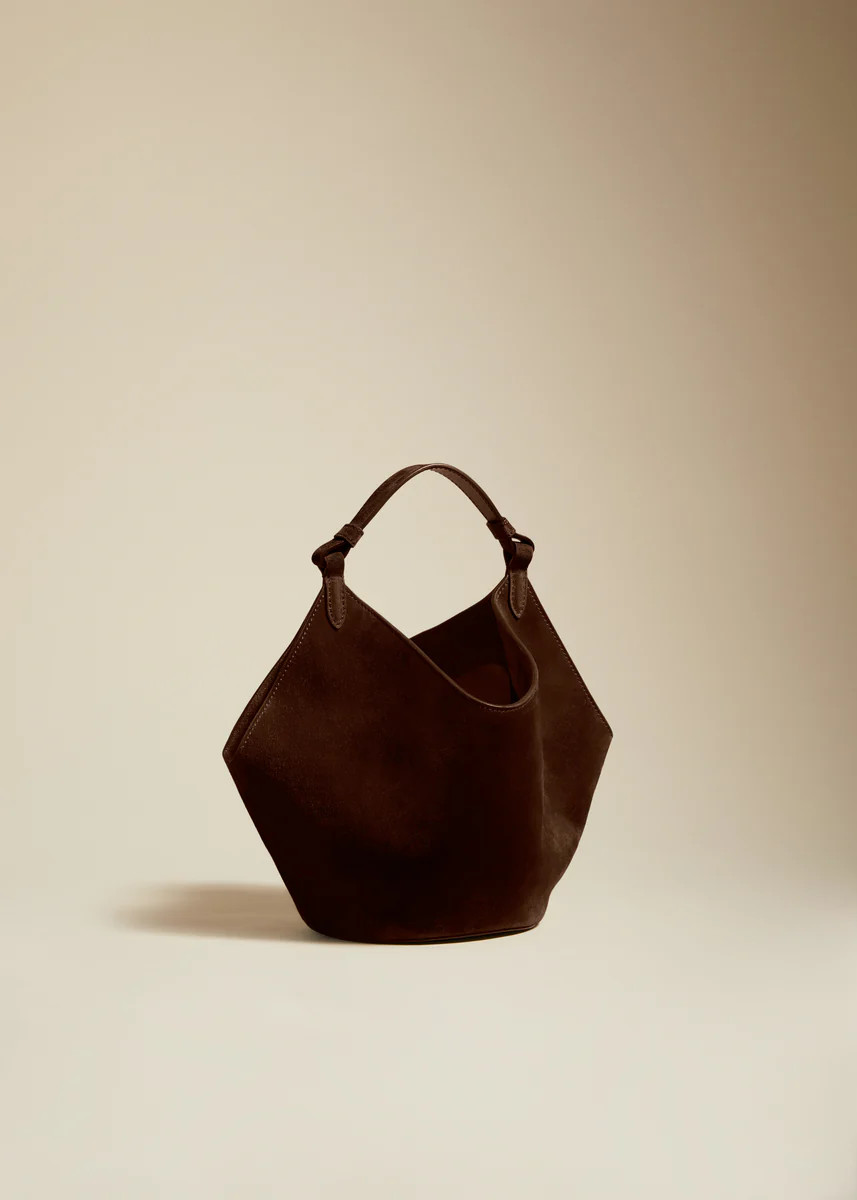 The Mini Lotus Bag in Coffee Suede | Khaite
